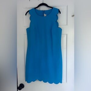 Adorable Vibrant  Blue Scalloped Sleeveless Dress